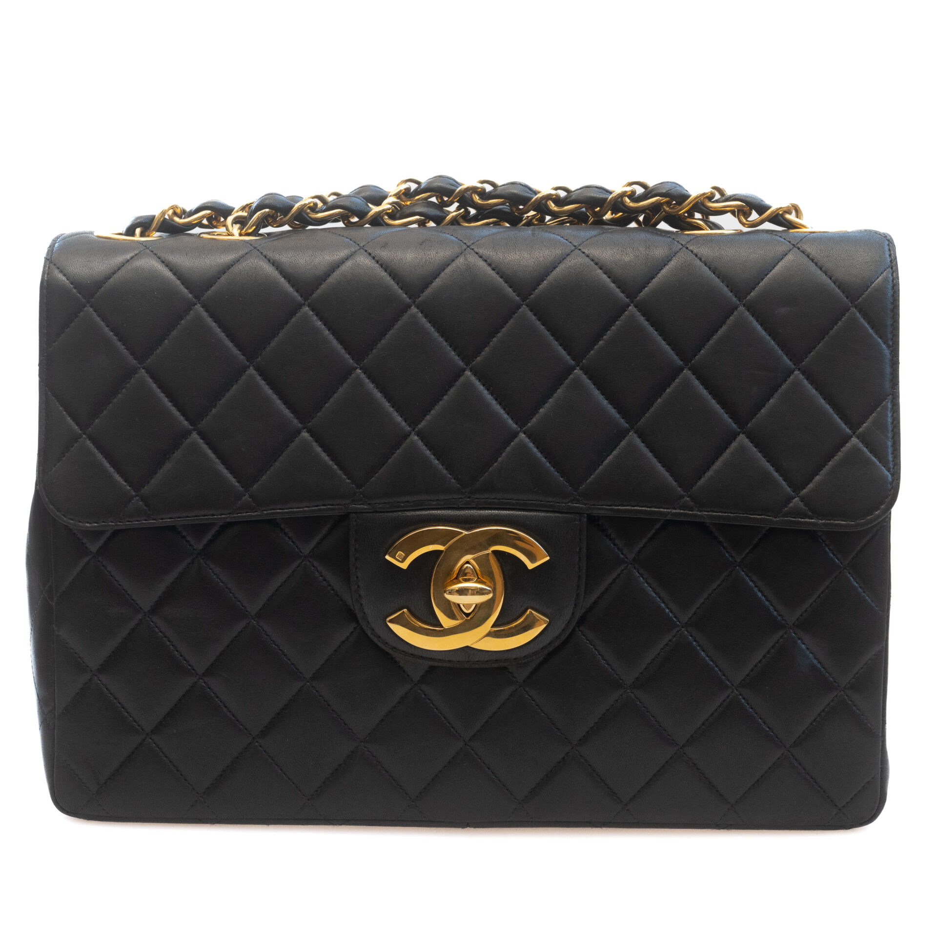 デカマトラッセ チェーンショルダー34（ブラック・ラムスキン）